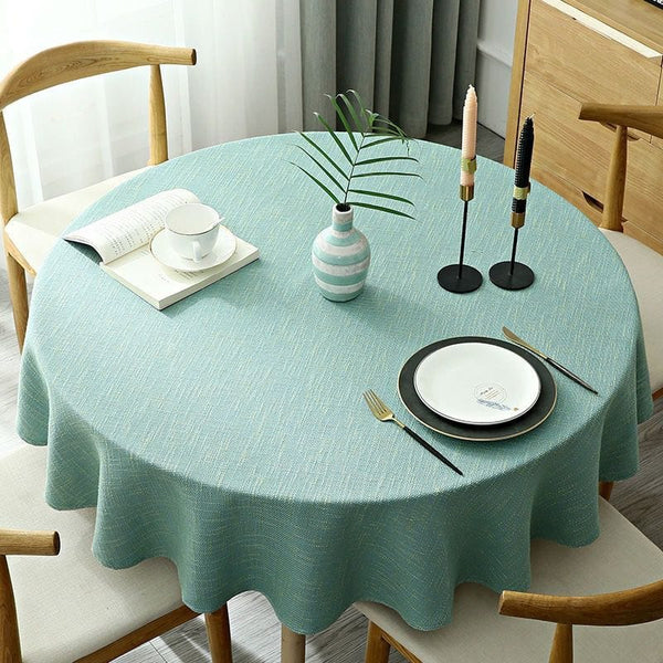 Nappe Ronde En Lin Turquoise | Cuisine Confort Élite 80cm